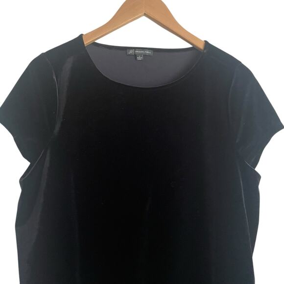 Adrianna Papell Women Top L Black Velour Lace Hem Whimsygoth Fairy Boho Romantic - Picture 11 of 12